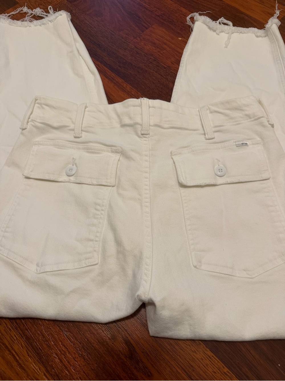 MOTHER Women's Ankle/Cropped High-Rise Button Fly Jeans in Off-White size 28 - Picture 7 of 9